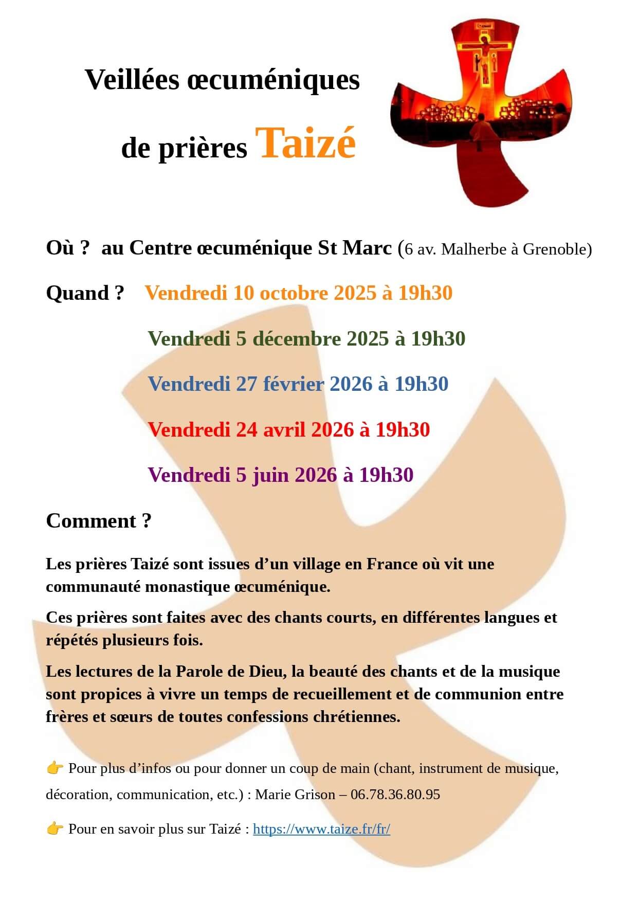 Flyer soirées oecuméniques Taizé