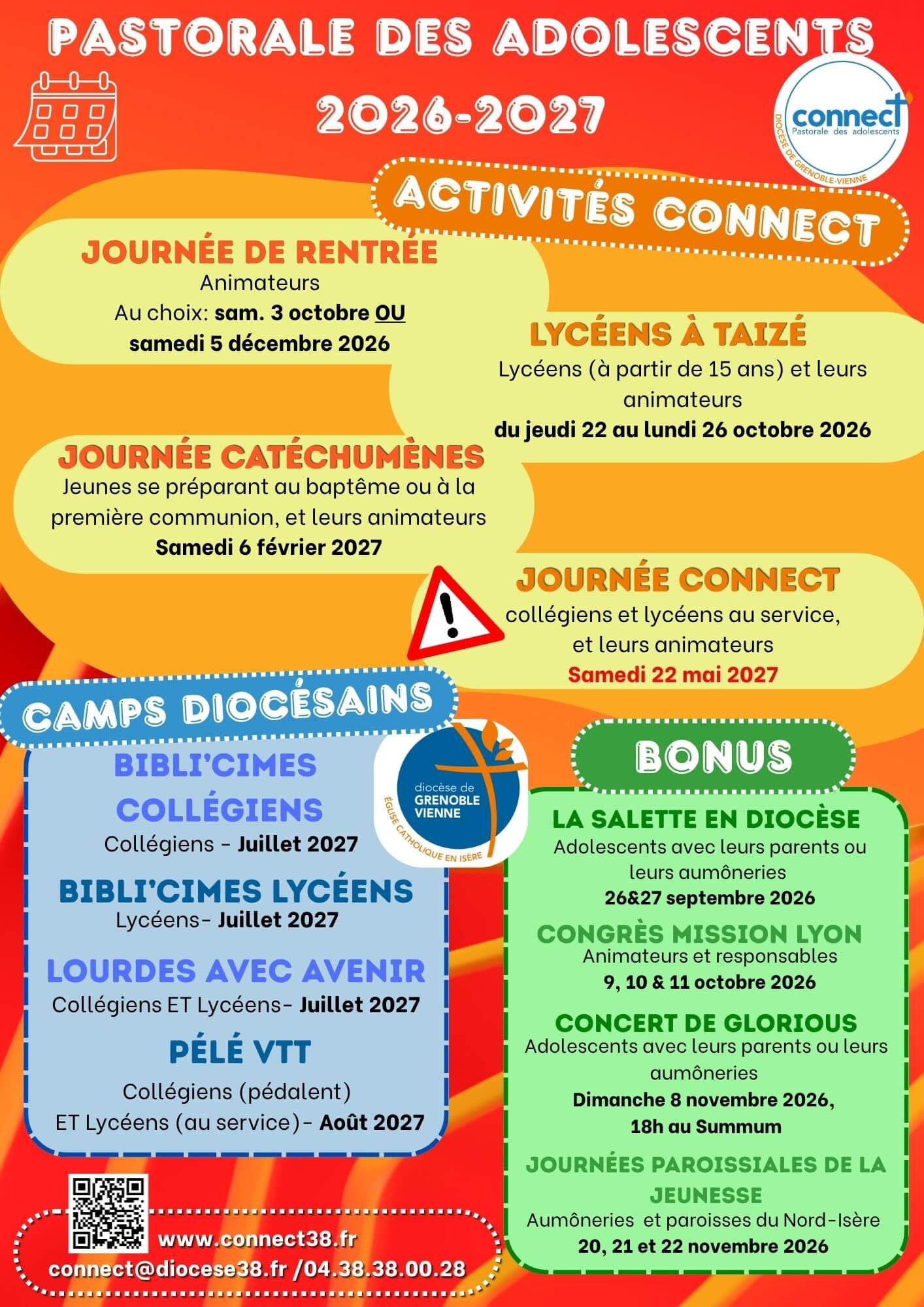 Calendrier Pastoral des adolescents 2026-2027